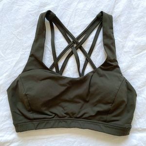 Olive Green Lululemon Free to Be Serene Bra - Size 6